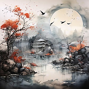 Contemporary Japanese Ink Wash Art