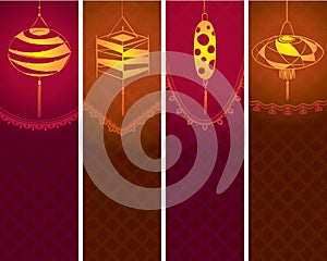 Contemporary lanterns background illustration set