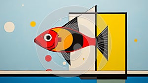 Contemporary Latin American Art: Playful De Stijl Fish Painting