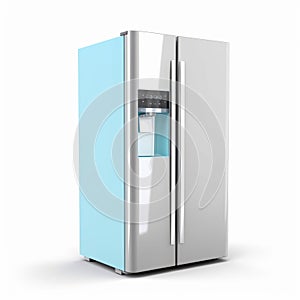 Contemporary Light Cyan And Silver Refrigerator With Water Dispenser