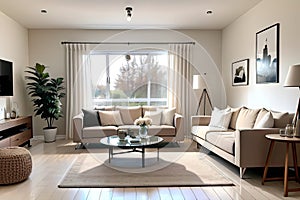 A contemporary living area with wooden a a vase with a black and white and otlittle personal Innovative parquet flooring