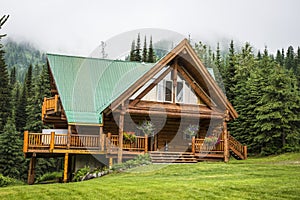 Contemporary log cabin lodge