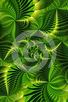 contemporary many shades of bright green fractal and creative spiral design
