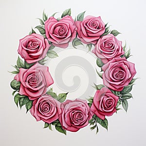 Contemporary Marker: Rose Wreath Watercolor Painting