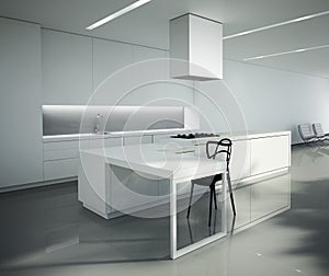 Contemporary minimal white kitchen