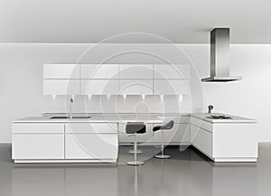 Contemporary minimal white kitchen