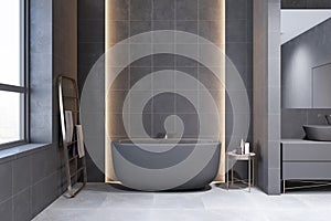 Contemporary minimalistic bathroom interior. 3D Rendering