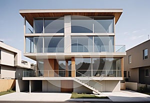 Contemporary Modern Duplex with Expansive Glass Facade and Minimalist Design photo