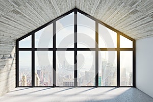 Contemporary modern loft hall with city view