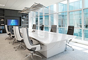 Contemporary Office conference room interior with abstract accents.