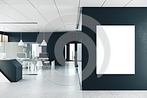 Contemporary office interior with empty poster