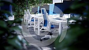 Modern Office Workspace Plants and Clean.