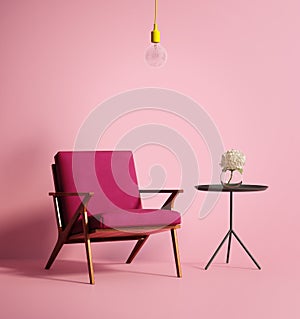 Contemporary pink phux armchair photo