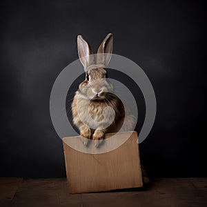 Contemporary Portrait Photography Of Rabbit With Time Board