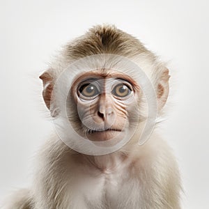 Contemporary Portrait Photography: White Monkey On White Background