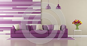 Contemporary purple living room