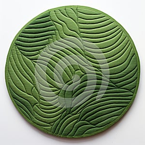 Contemporary Quilts: 3d Fleece Pattern Decorated Round With Green Coating