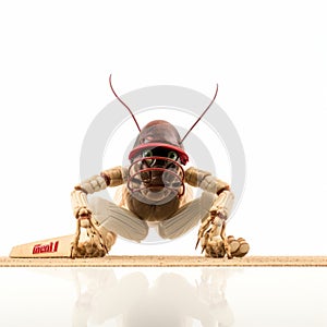 Contemporary Realist Portrait Photography Of Cricketing Insect On Wooden Board