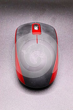 .Contemporary red with silver mouse.wireless tool for computer mouse