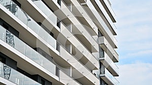 Contemporary residential building exterior in the daylight.