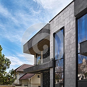 Contemporary Residential Building Exterior in the Daylight