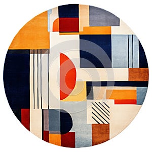 Contemporary Round Rug With Abstract Geometric Shapes