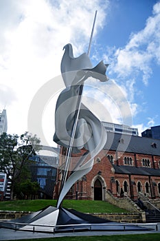 The contemporary sculpture Ascalon at outside St George`s Cathedral in Perth, Australia
