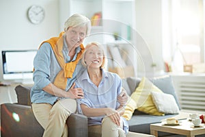 Contemporary Senior Couple Posing at Home