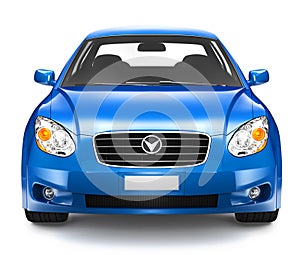 Contemporary Shiny Blue Sedan Car