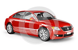 Contemporary Shiny Red Sedan Car