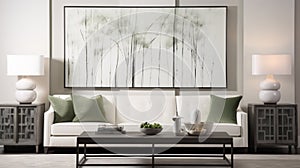 Contemporary Sofa Living Room Furniture With Ethereal Tree Art