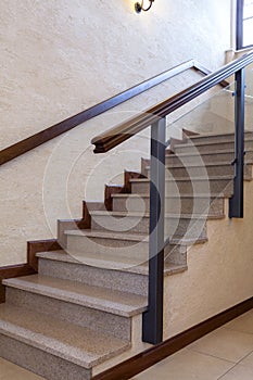 Contemporary staircase, stone and wood