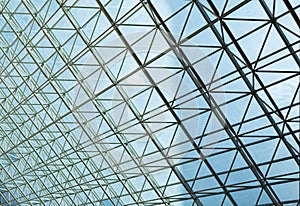 Contemporary steel structure and transparent glass roof