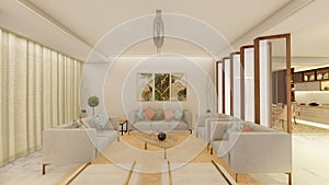 Contemporary Style living room interior 3d rendering