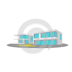 Contemporary suburban house. Real estate business 3d style illustration