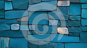Contemporary Teal Blue Stone Wall Texture Ideal for Modern Architecture and Interior Design Projects