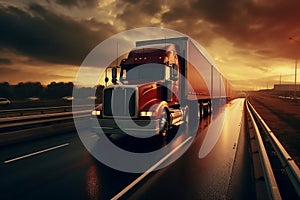 Contemporary Trucks on the Freeway. AI