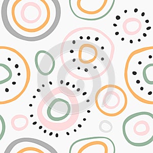 Contemporary vector modern ethnic abstract art background. Colorful sun circles with dots abstraction, trendy flat hand drawn illu photo
