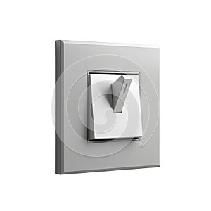 Modern light switch toggle on white plate isolated on transparent background