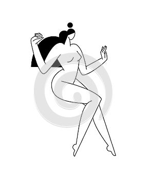 Contemporary woman silhouette vector illustration. Nude female body in abstract pose,feminine figure, modern graphic
