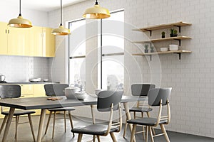 Contemporary yellow kitchen interior