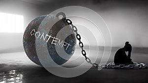 Contempt - a metaphorical view of a woman struggle with contempt. Trapped alone and chained to a burden of Contempt. Con