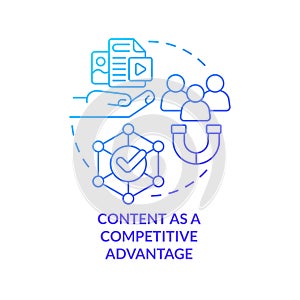 Content as competitive advantage blue gradient concept icon