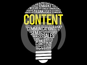 CONTENT bulb word cloud collage