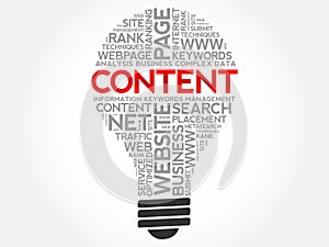 CONTENT bulb word cloud collage