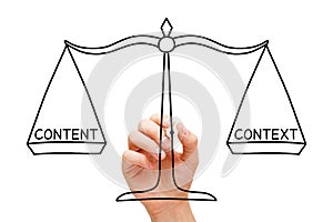 Content And Context Balance Marketing Scale Concept photo