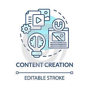 Content creation blue concept icon