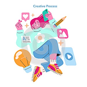 content creation. Flat Vector Illustration