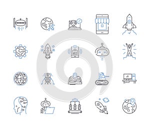 Content creation line icons collection. Creativity, Writing, Design, Originality, Strategy, Inspiration, Visuals vector