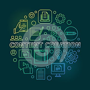 Content Creation vector round colored linear illustration